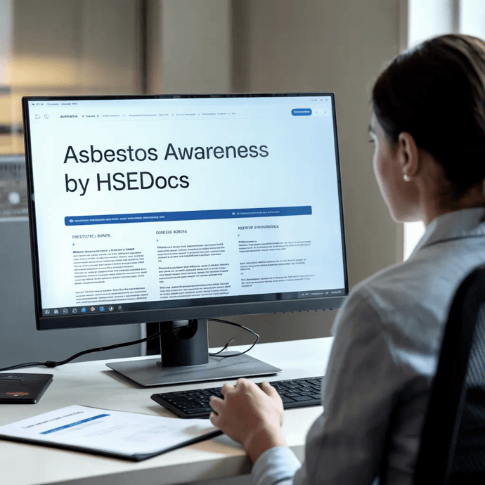 Person taking an online asbestos awareness course